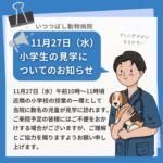 11月27日（水）小学生の見学についてのお知らせ　石川県野々市市　いつつぼし動物病院